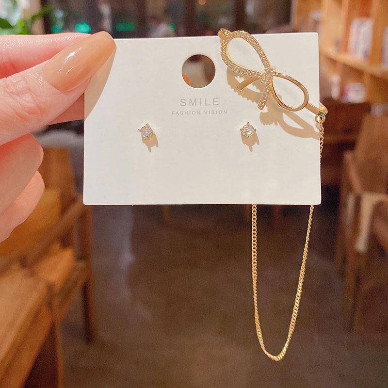 Anting Tusuk Sterling silver 925 Desain Pita Asimetris Hias Zircon Mewah Untuk Wanita