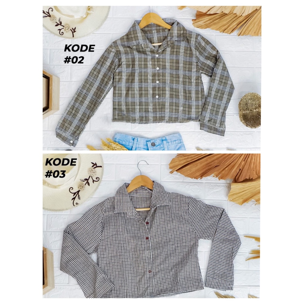 HUM - ZEC  New Tartan Crop Shirt / Beesy Crop Tartan Shirt / Kemeja Wanita / Hem / Kem
