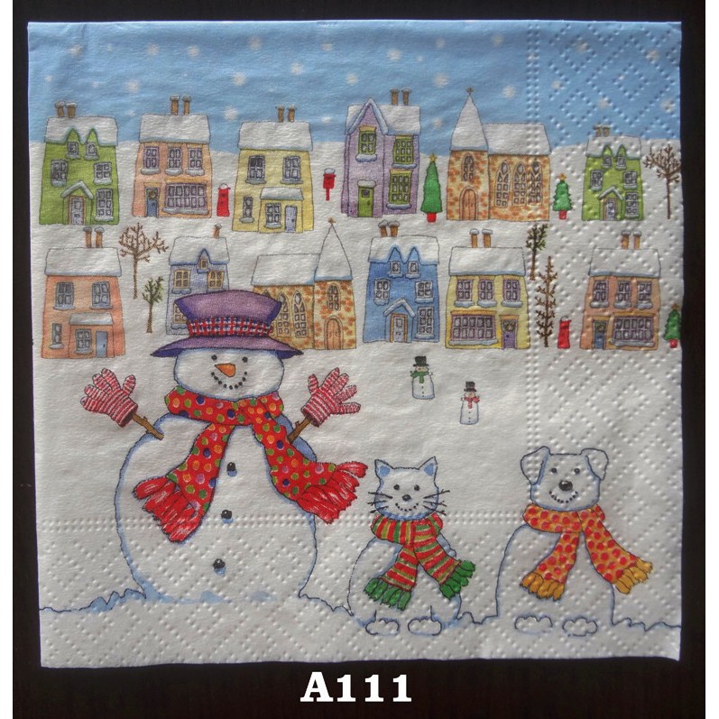Tissue/Napkins Decoupage Snowman (Christmas)