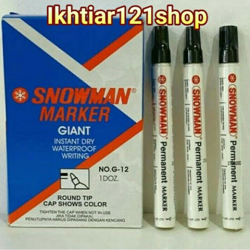 

Spidol Permanent Snowman G-12/Spidol Snowman Permanen Marker Perpack isi 12 pcs