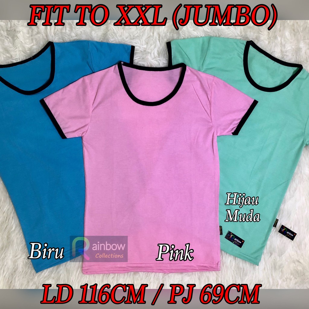 RAINBOW - KAOS RINGER TEE POLOS UKURAN JUMBO XXL