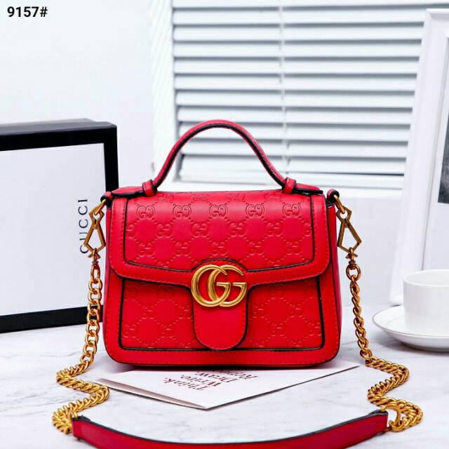 gucci leather top handle bag