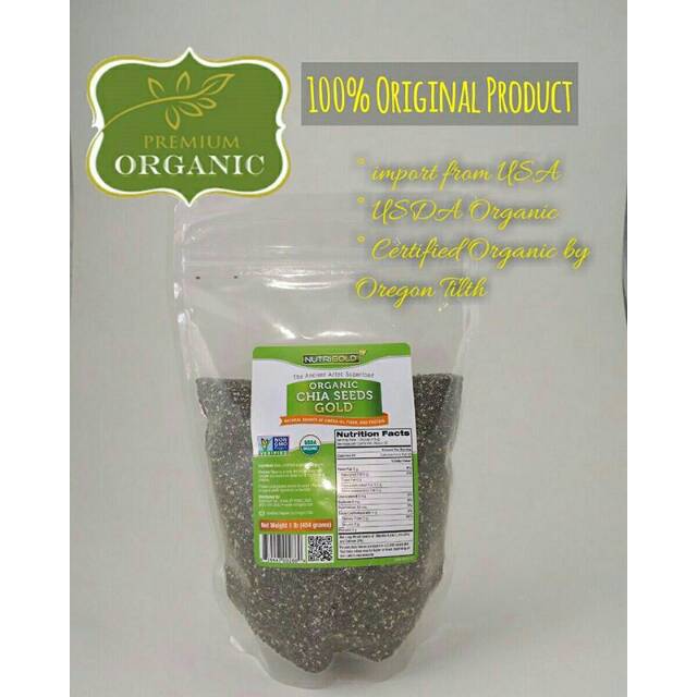 

Chia Seeds Gold Idr. Rp. 450.000,- Net weight 1 lb Biji Chia Bersertifikat, Bersertifikat Organik