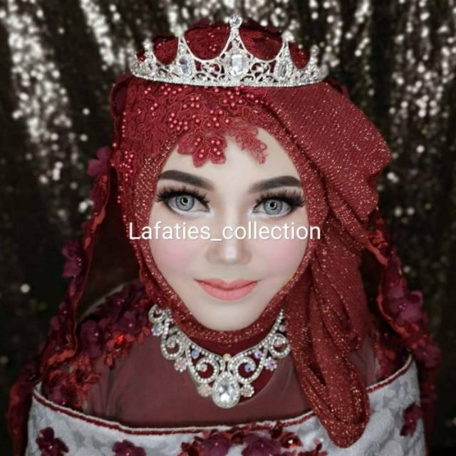 MAH-10 Mahkota tiara aksesoris rambut pengantin wanita hiasan pesta wedding crown)