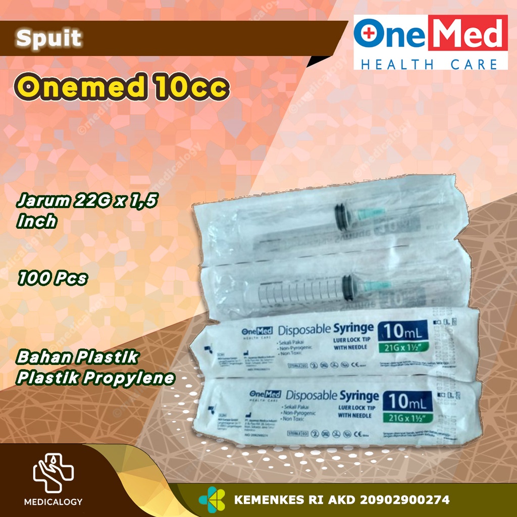 Spuit  Onemed 10cc - Alat Suntikan per Box 100pcs