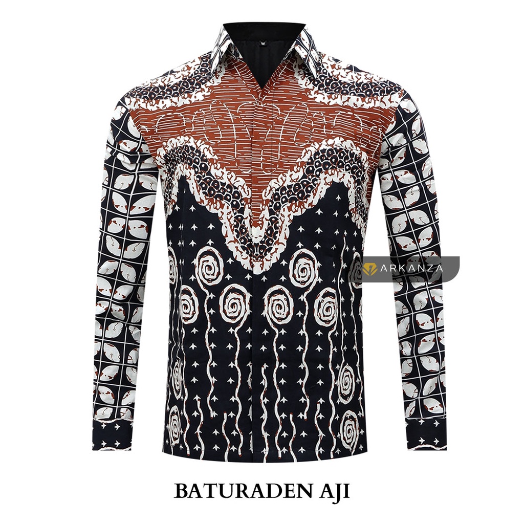 BATIK ARKANZA Motif BATURADEN AJI Hem Atasan Kemeja Baju Batik Pria Cowok Laki Laki Slimfit Full Lapis Furing Lengan Panjang Lengan Pendek Original Asli