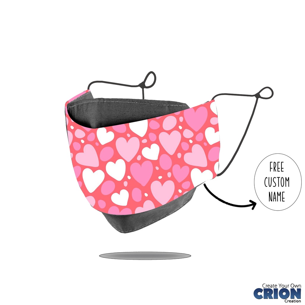 Crion - Masker 3d Full Face Cover Love Series - antibacterial