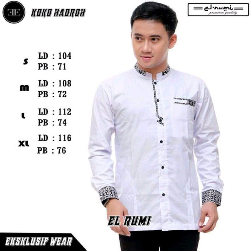 Baju Koko Hadroh-Baju Koko Santri-Baju Koko Modern-Baju Koko El Rumi-