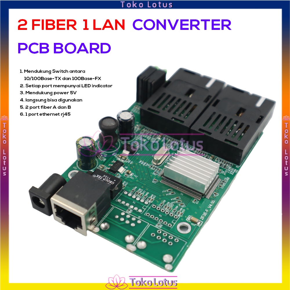 [Support POE] [TERBARU] 2F1E PCB ONLY / DENGAN ADAPTOR 12V2A Media converter AIRPO 2FO 1ETH