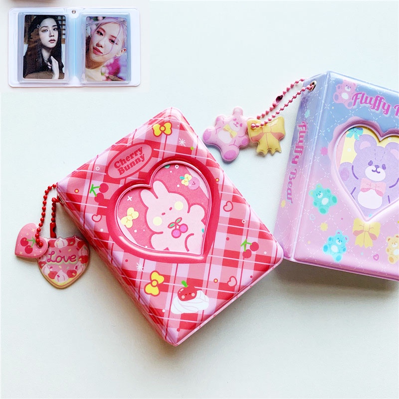 40photos Tas Penyimpanan Kartu Pos  2r Ukuran 3 Inch Motif Ceri Kelinci Beruang Hati