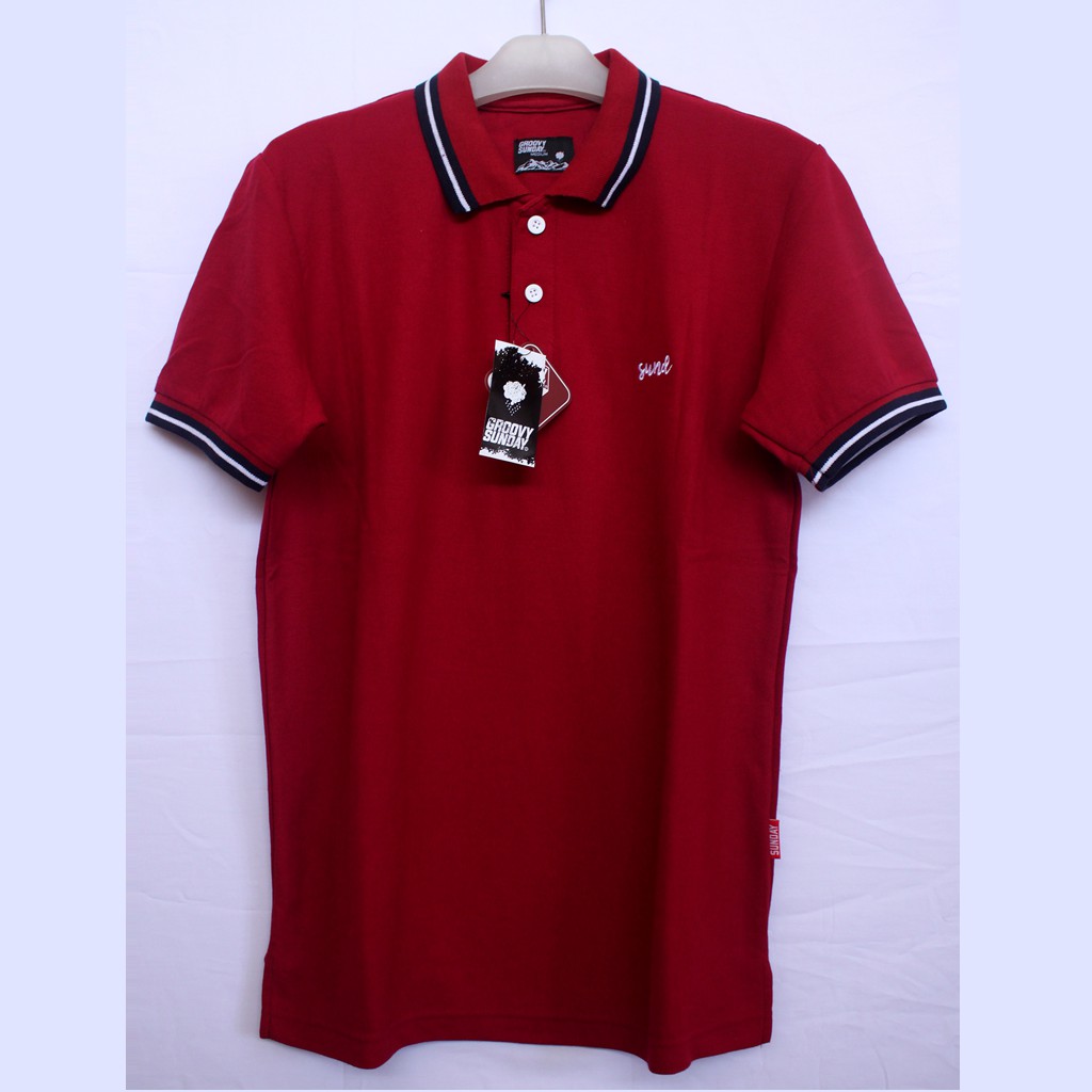 Kaos Polo T-Shirt Groovy Sunday - Maroon