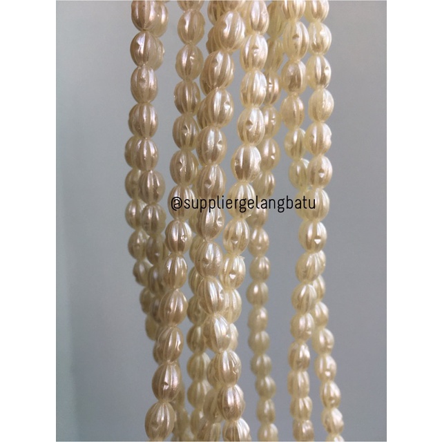 Mutiara Sintetis OVAL ULIR 8MM WHITE PEARL TULANG manik aksesoris