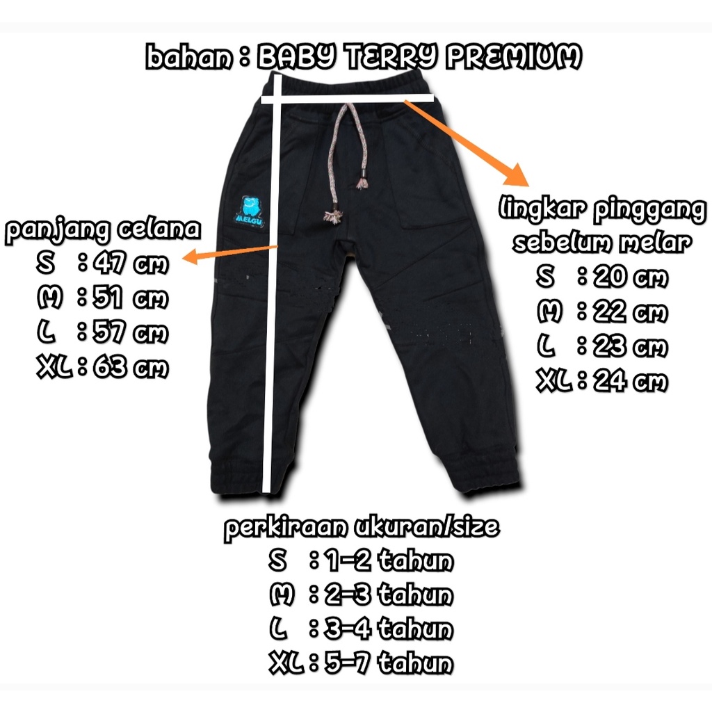 Celana Jogger Panjang Anak Laki Laki Perempuan Unisex Distro Premium Bahan Baby Terry