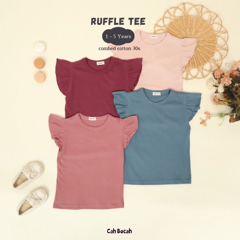 Cah bocah Ruffle Tee / Kaos Anak Perempuan / Atasan Berlengan / Baju Anak Cewe