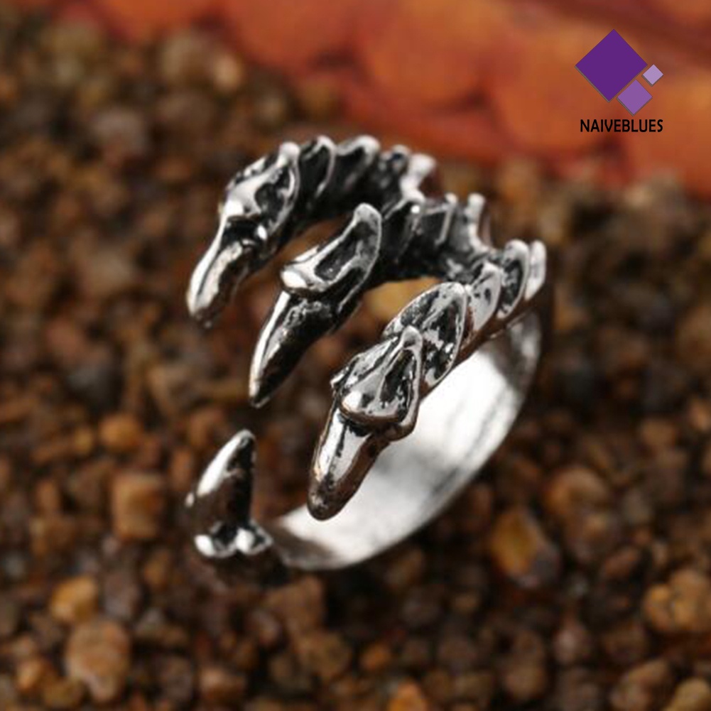 Cincin Adjustable Desain Cakar Elang Gaya Vintage Untuk Pria Dan Wanita