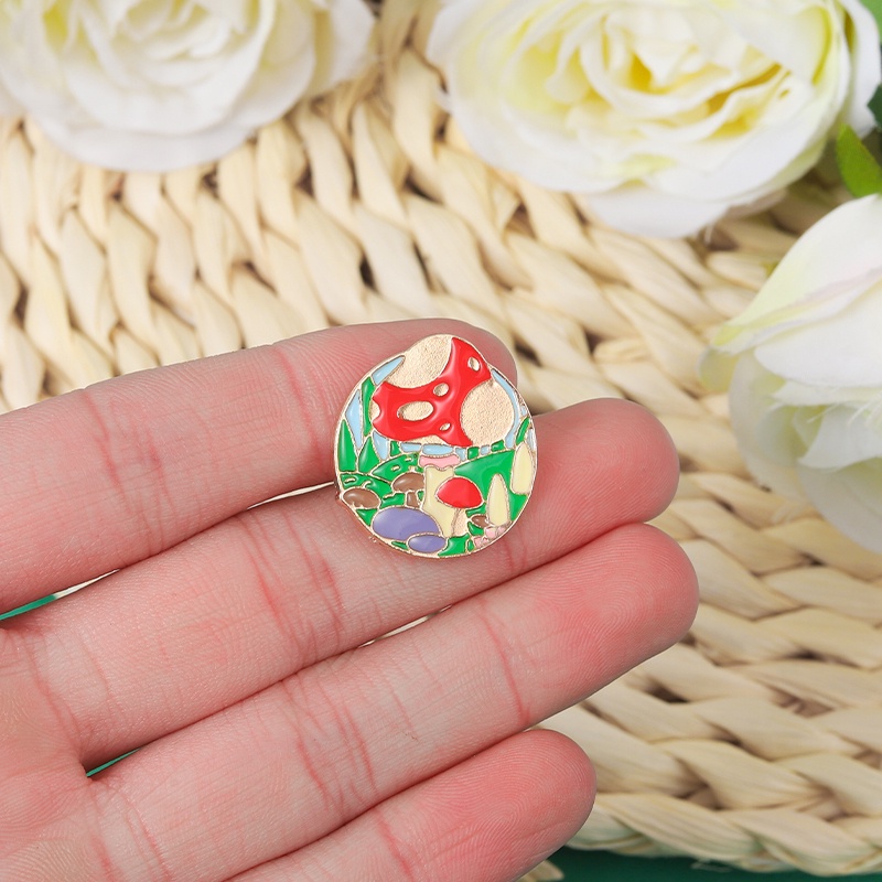 Bros Pin Bentuk Kartun Jamur Warna-Warni Untuk Aksesoris Pakaian