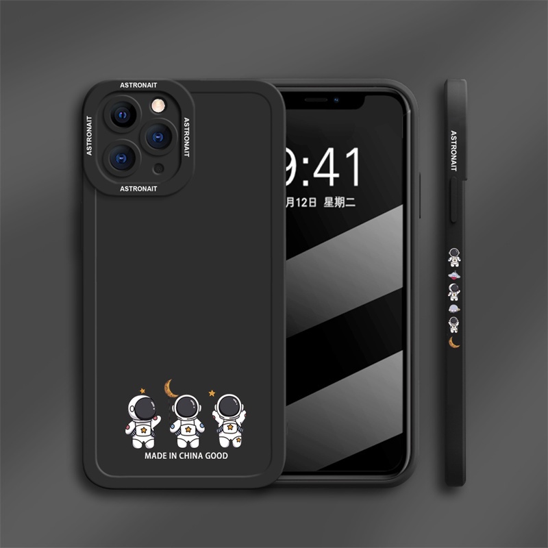 nasa astronaut square silicone case iphone 11 pro max 12 13 pro max cartoon fun couple aesthetic case Xs max XR 7 8 plus se2020 all-inclusive drop protection soft case