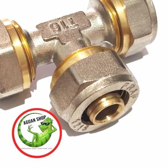 ♟ T SAMBUNG / TEE SAMBUNGAN PIPA AIR PANAS BAHAN KUNINGAN TEBAL ➵