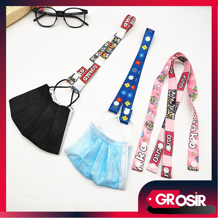 Grosir - K891 Pengait Tali Masker Karakter / Kalung Masker / Tali Strap Masker Motif Kartun &amp; Bunga