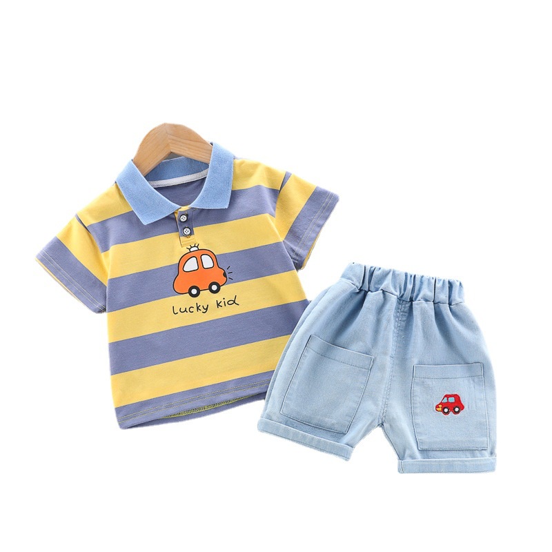 LittleAaron SET WANGKI KIDS CAR SALUR 2023 EBV Setelan Kaos Anak Bayi Laki-laki Pendek 6bulan - 4tahun
