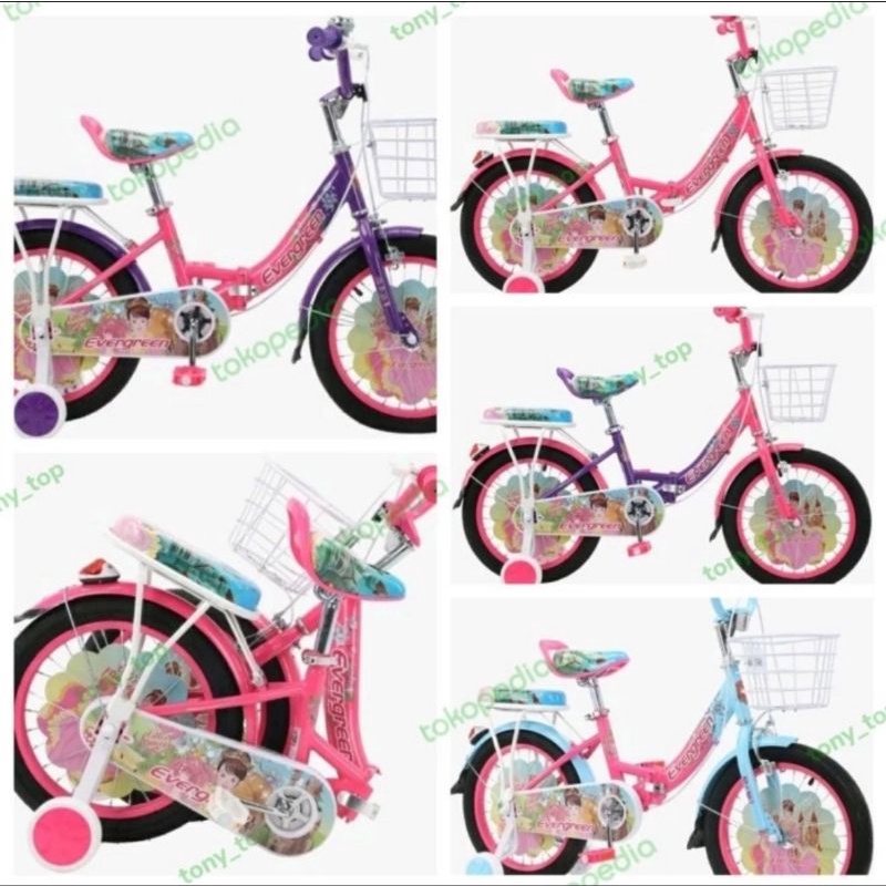 Sepeda Mini Anak Princess Lipat 16 Folding Bike Keranjang Evergreen Or