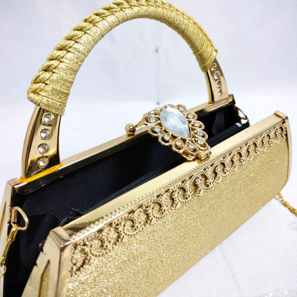 Clutch Pesta Farnell Diamond  Tas Kondangan Permata Rhinestone Bisa Jinjing Selempang 2741/2496