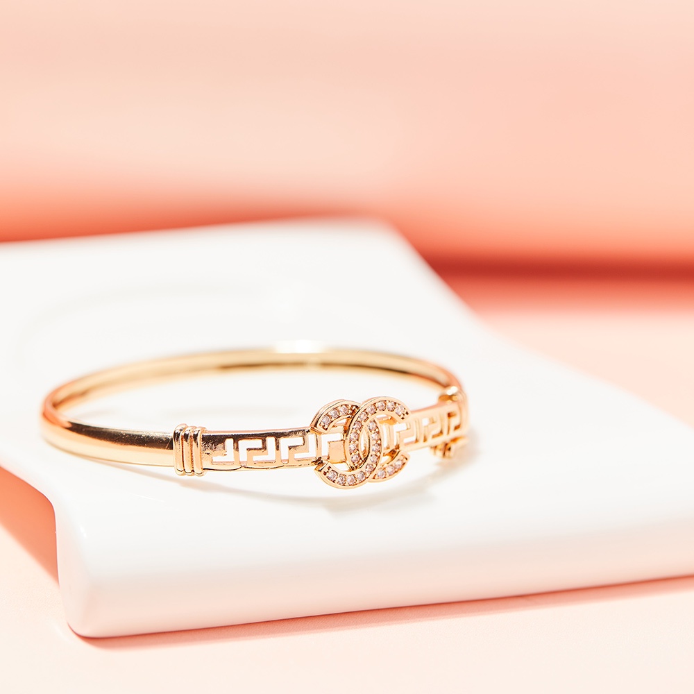 Y071 Gelang Wanita Model Baru Emas/Titanium/Anti Luntur Gelang Dewasa Murah Mata Zirkon Gelang Lapis Emas Imitasi-8