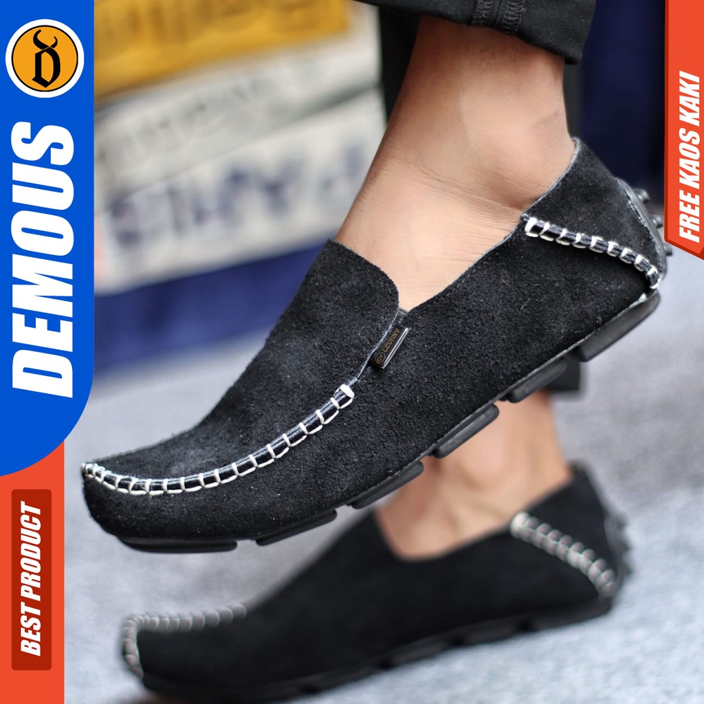 DEMOUS MOCCSUE Sepatu Slip On Casual Slop Kulit Asli