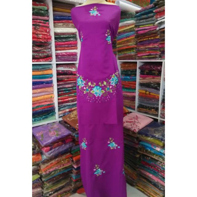 BAHAN BAJU KURUNG| BAKAL BAJU MELAYU | DASAR BAJU KURUNG BORDIR KERANCANG BUKITTINGGI BUNGA TIGA