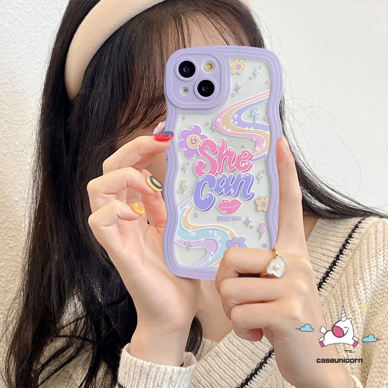 Casing Oppo A17 A57 A78 A15 A95 A55 A17K A77s A77 A3s A16K A96 A54 A74 A76 A16 A12 A1K A15s A7 A5s F9 A16E A53 A9 A5 A16s A52 Reno 8T 7z 8z 5huruf Pelangi Lembut Bergelombang Tepi Sarung