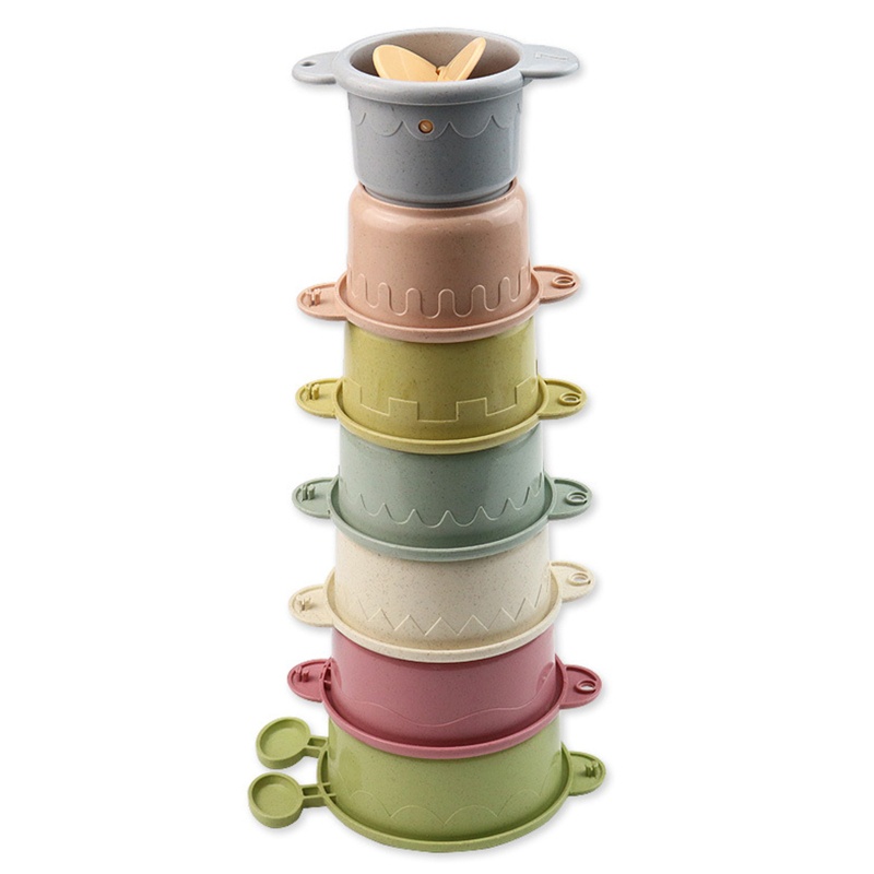 Mary 7Pcs Shower Mainan Bayi Susun Cangkir Bangunan Mainan Pasir Air Mainan Untuk w/Drain Bawah Edukasi Kamar Mandi Mainan Untuk In