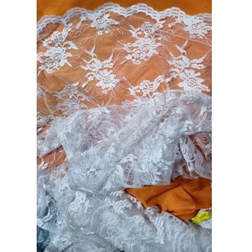 Kain Brokat Brukat Meteran Broklat Warna PUTIH Lebar 110cm. per 50cm