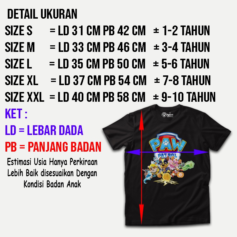 Kaos Atasan Anak Laki Laki Paw Patrol