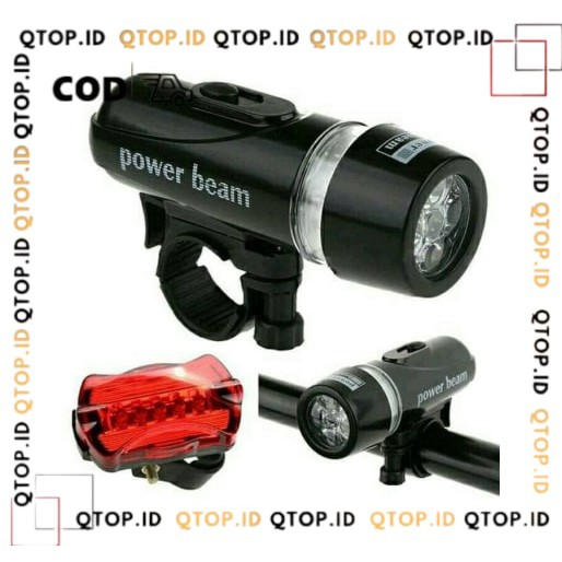 Powerbeam Lampu Sepeda Depan 5 LED dan Belakang WJ-101 [QTOP.ID]