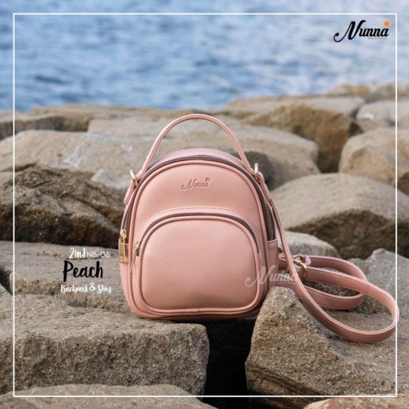Tas 2 IN 1 Selmpang N Ransel  Kulit Cantik NunaBag NB006 PEACH By Labela group