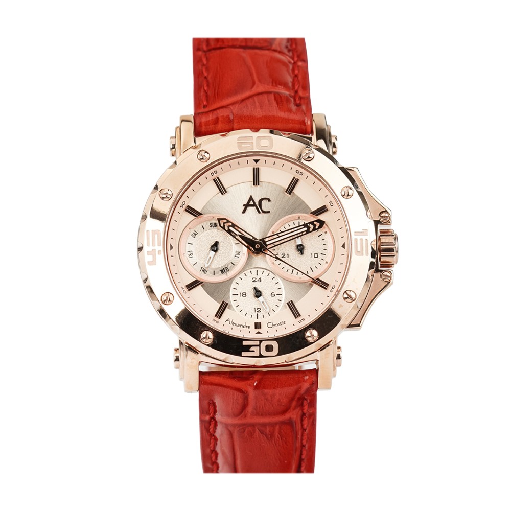 Jam Tangan Wanita ALEXANDRE CHRISTIE AC 9205 BFLRGLNRE Kulit ORIGINAL AC COLLECTION