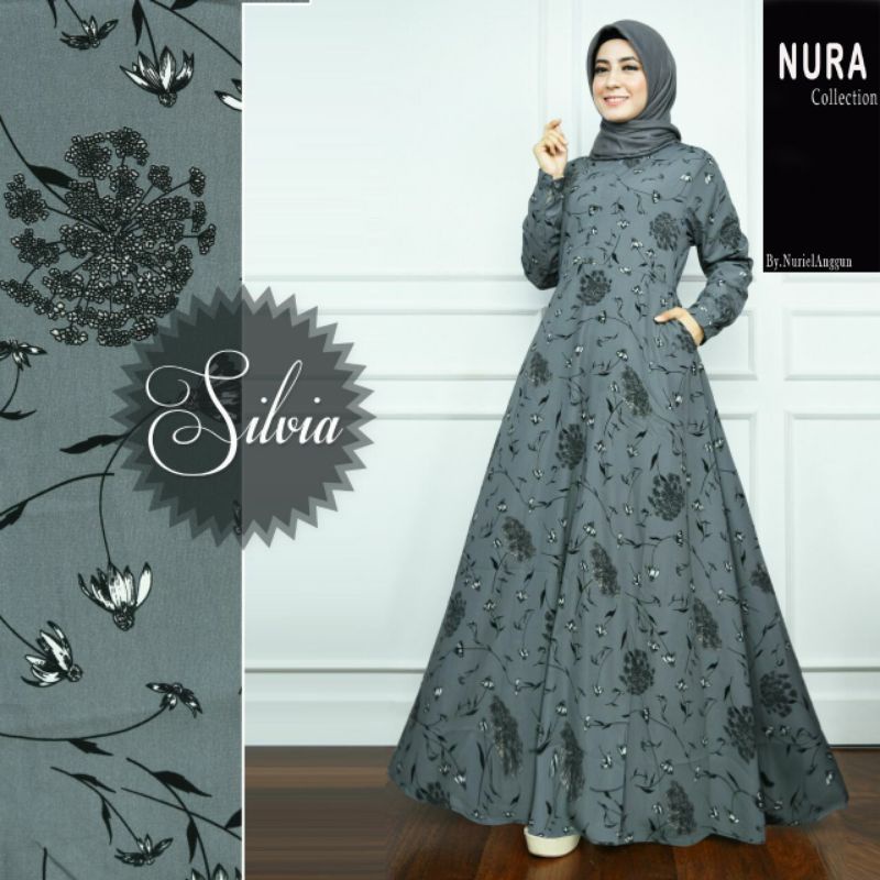 Nura Collection Official – Nuriel Shop – Baju Gamis Wanita Terbaru – SILVIA-ABU