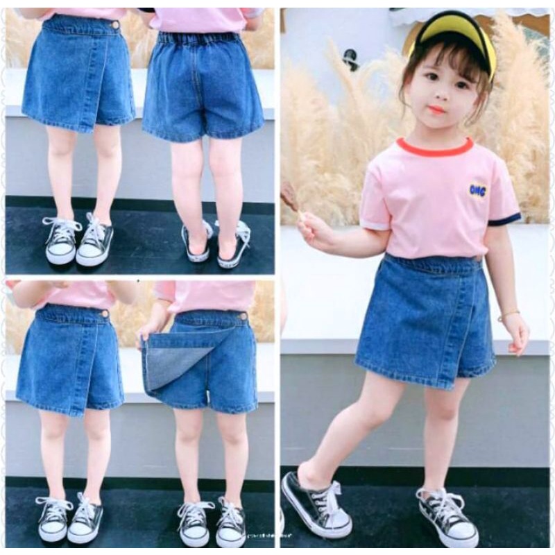 ARN - ROCELA ROK CELANA JEANS ANAK PEREMPUAN MURAH ORIGINAL SNOW WASHED KEKINIAN KULOT PENDEK FASHION BAYI Umur 1 - 7 TAHUN