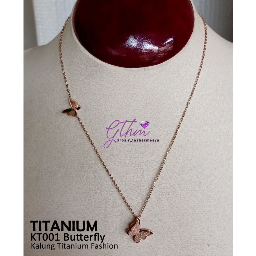 Kalung Titanium Butterfly Perhiasan kualitas Premium Stainless Steel 316L Anti karat KT001 GTHM