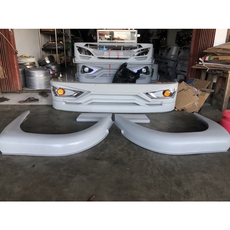 BEMPER TRUK SIGRA KOMPLIT SPAKBOR DAN HIDROLIK FULLSET / bemper truk murah bahan plat besi tebal