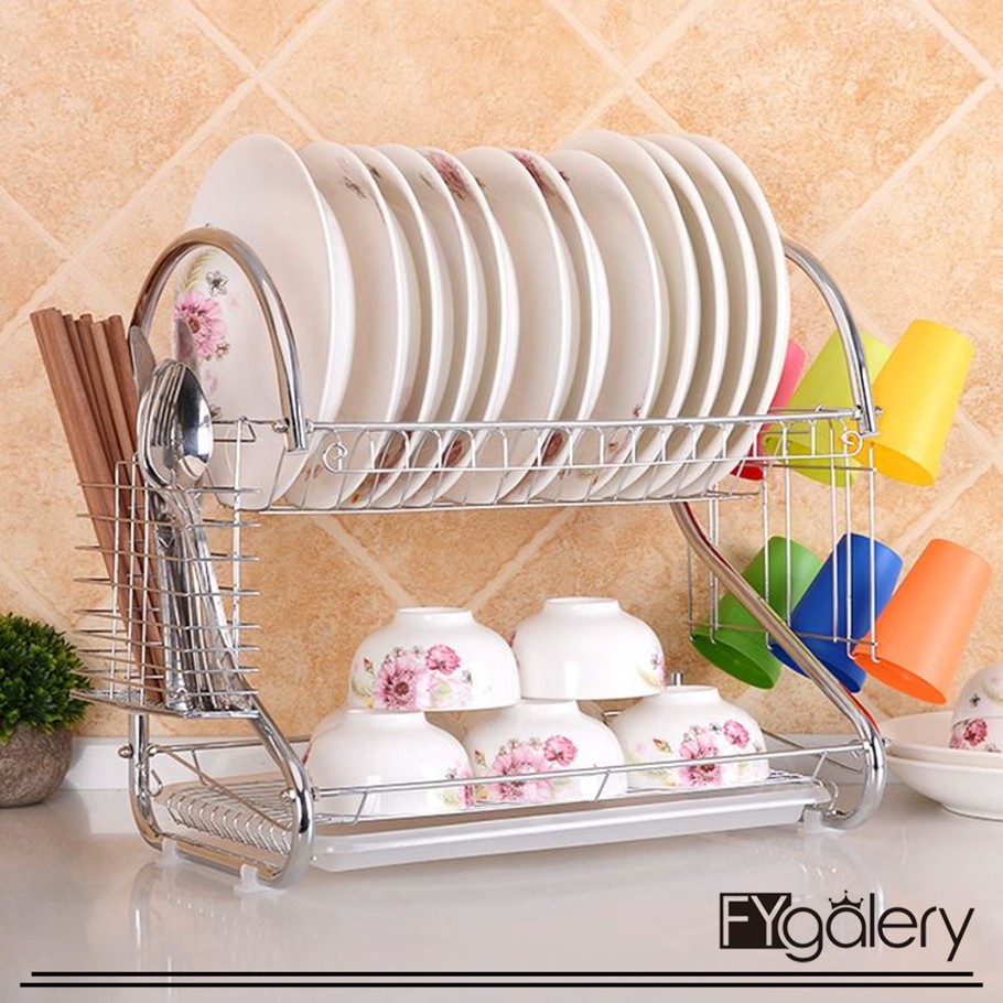 FYGALERY RAK PIRING 2 TINGKAT RAK PIRING BAHAN STAINLESS FYGALERY RAK PIRING 2 TINGKAT RAK PIRING BAHAN STAINLESS