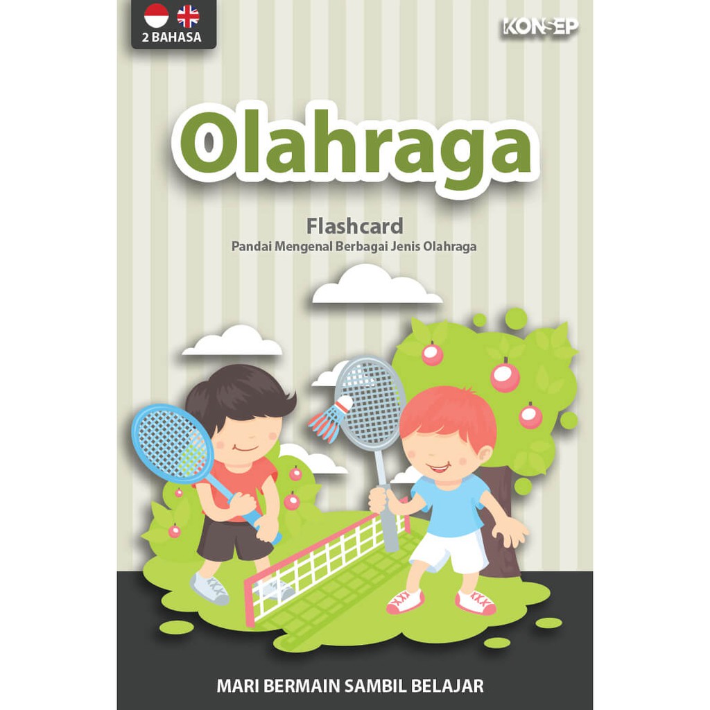 Flash Card Olahraga - Kartu Belajar Anak Bergambar - Konsep Studio Original