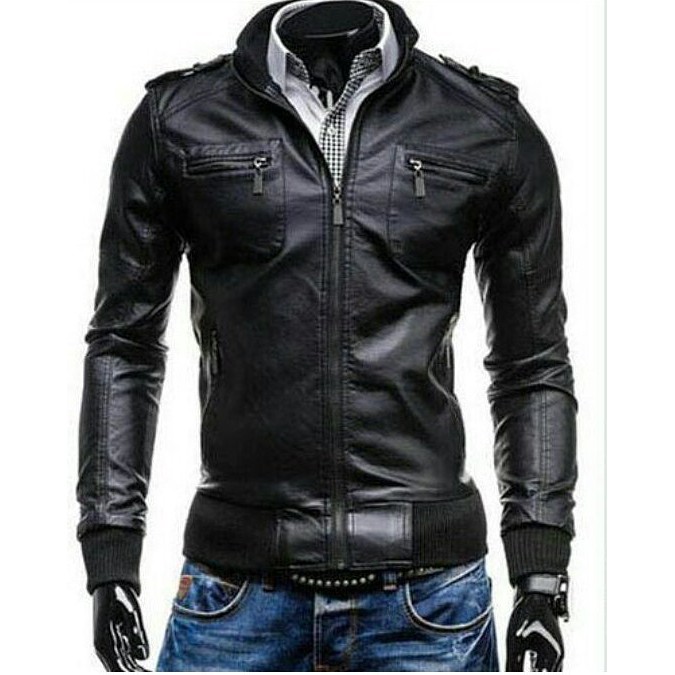 Jaket Pria Slim Fit Motor Biker Rider