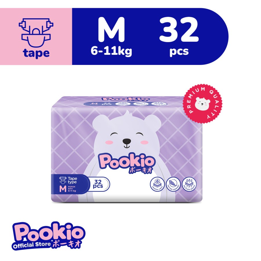 POOKIO Tape M 32 Pcs Popok Bayi Diaper Anak Perekat M32