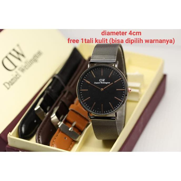 HOT JAM ANALOG JAM TANGAN COUPLE● JAM TANGAN PRIA DW RANTAI PASIR STAINLEES STEEL FREE TALI KULIT