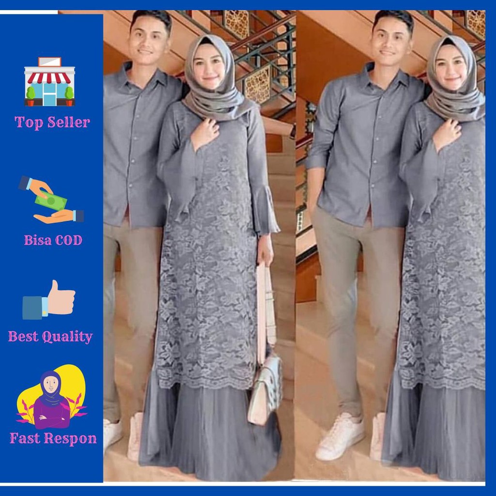 Set Baju Couple Pasangan Pria Wanita Dress Brukat Burkat Baju Kondangan Sarimbit Kekinian Dres Pesta Shopee Indonesia