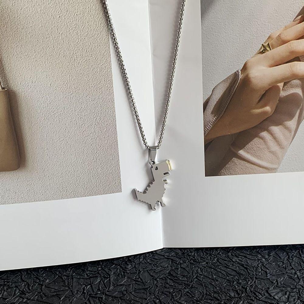 Kalung Rantai Klavikula Desain Hewan Dinosaurus Graffiti Gaya Korea Hip-Hop Untuk Perhiasan Unisex