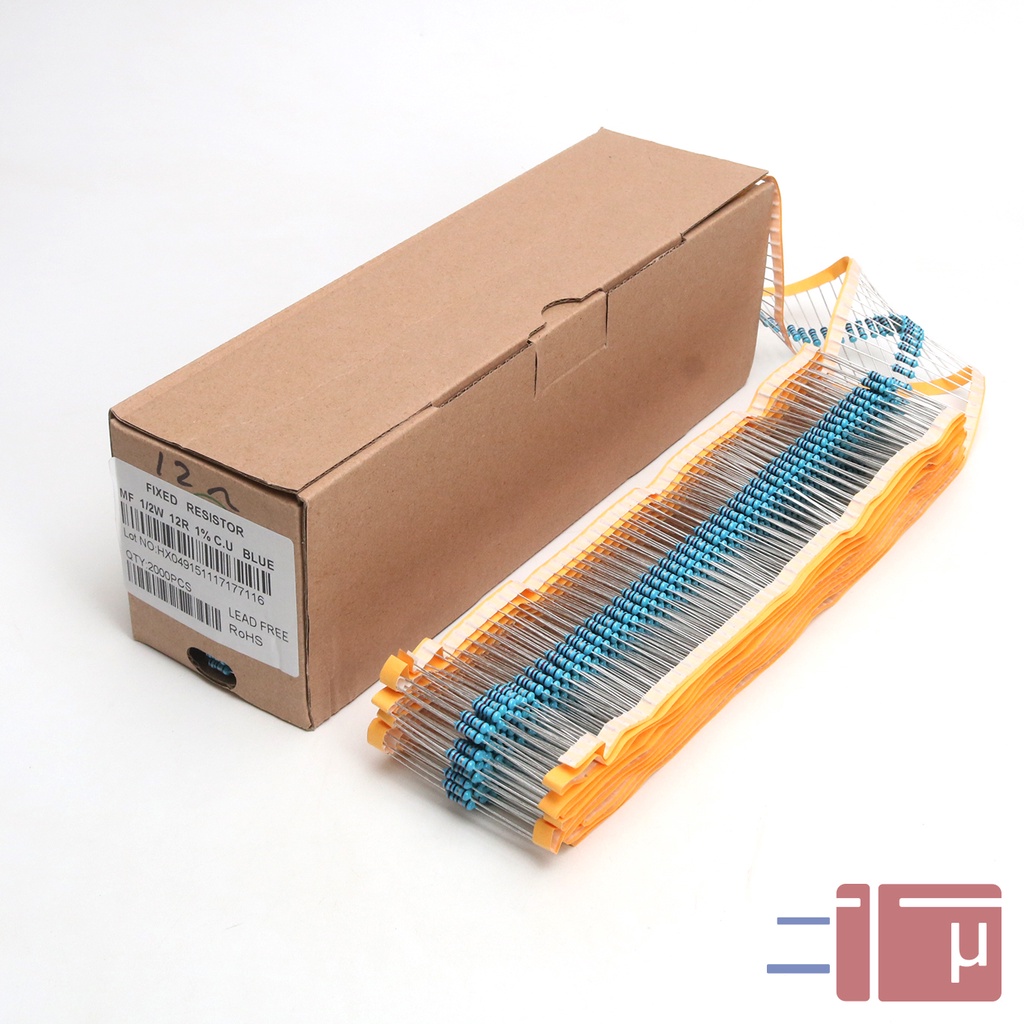 x10 Resistor 12R 12 Ohm 1/2W Metal Film 1% Taiwan Kaki Tembaga