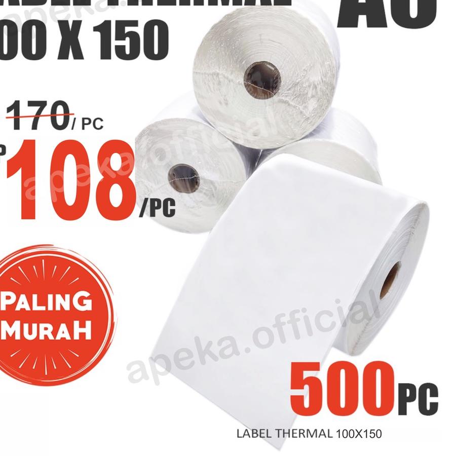 

Recomend Kertas Thermal Sticker Label Bare Roll ukuran A6 100x150 mm isi 500pcs 100x150mm isi 500 Pcs