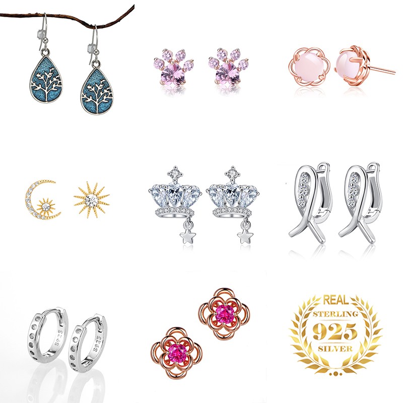 925 anting-anting perak murni, Busana sederhana, Anting-Anting wanita, Perhiasan Fashion Korea, Aksesoris telinga ED009